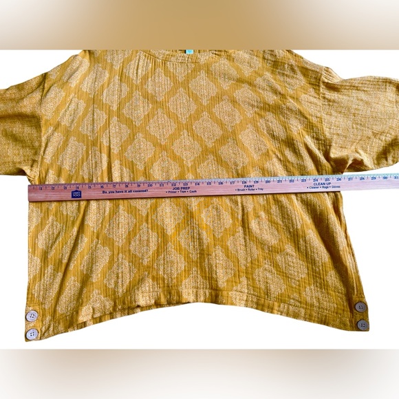 Pure Jill NWOT Mustard Cotton Gauze Top Relaxed Boho Tunic XL - Picture 8 of 9